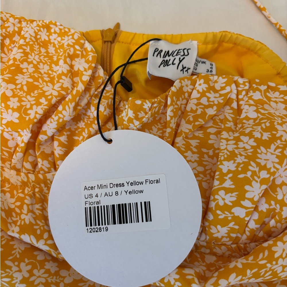 Princess Polly Acer Mini Dress Yellow Floral - Picture 3 of 4